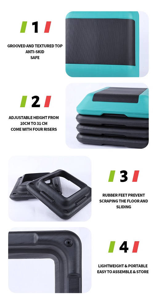 Verstelbaar hoge stap aerobe platform met 4 risers