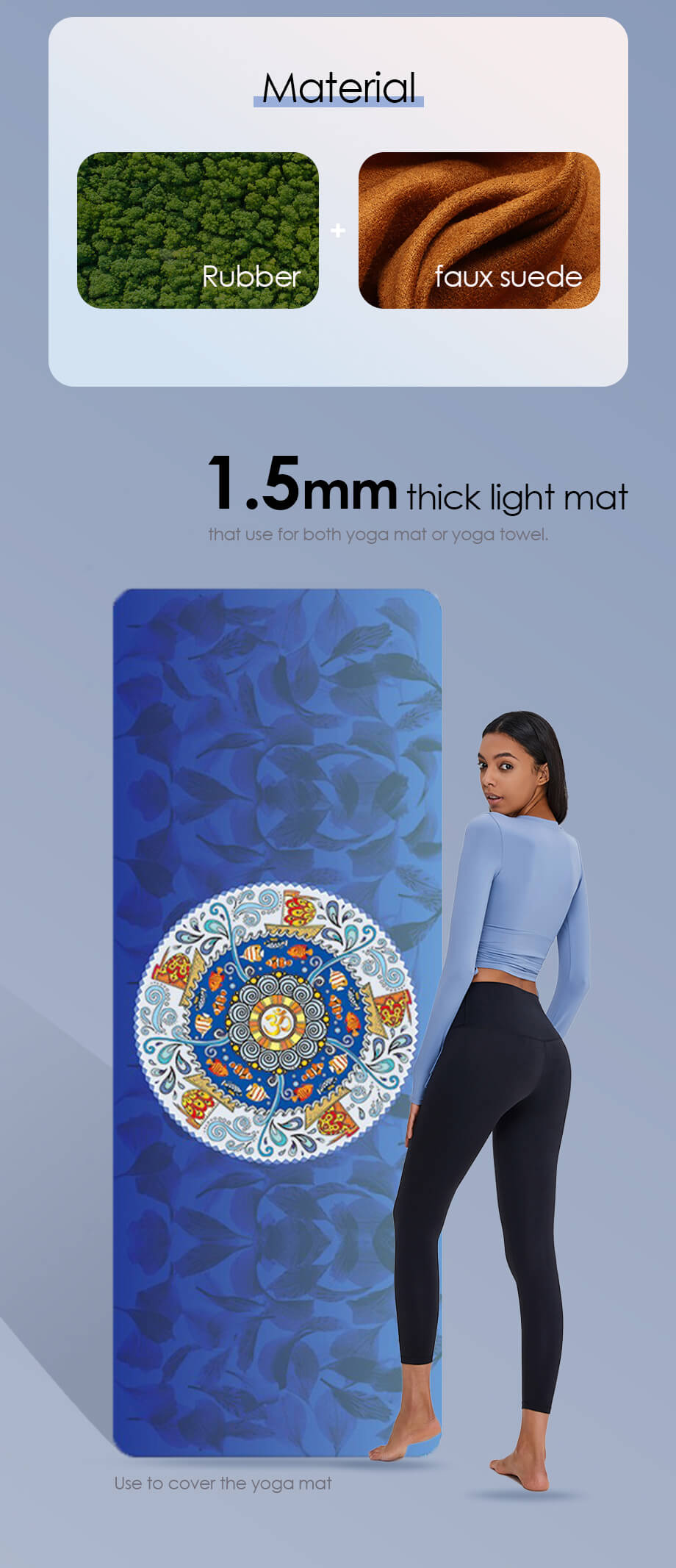 Draagbare niet-slip yoga handdoek