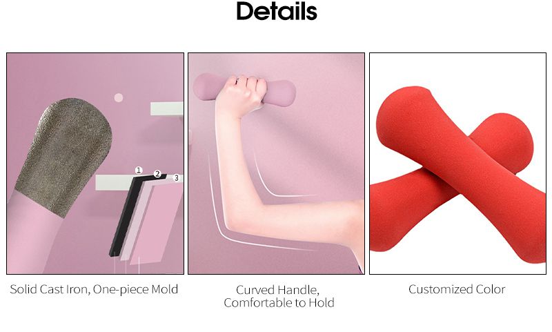 PVC gecoate kleur gietijzeren botvorm halter voor dames PVC gecoate kleur gietijzeren botvorm halter voor dames