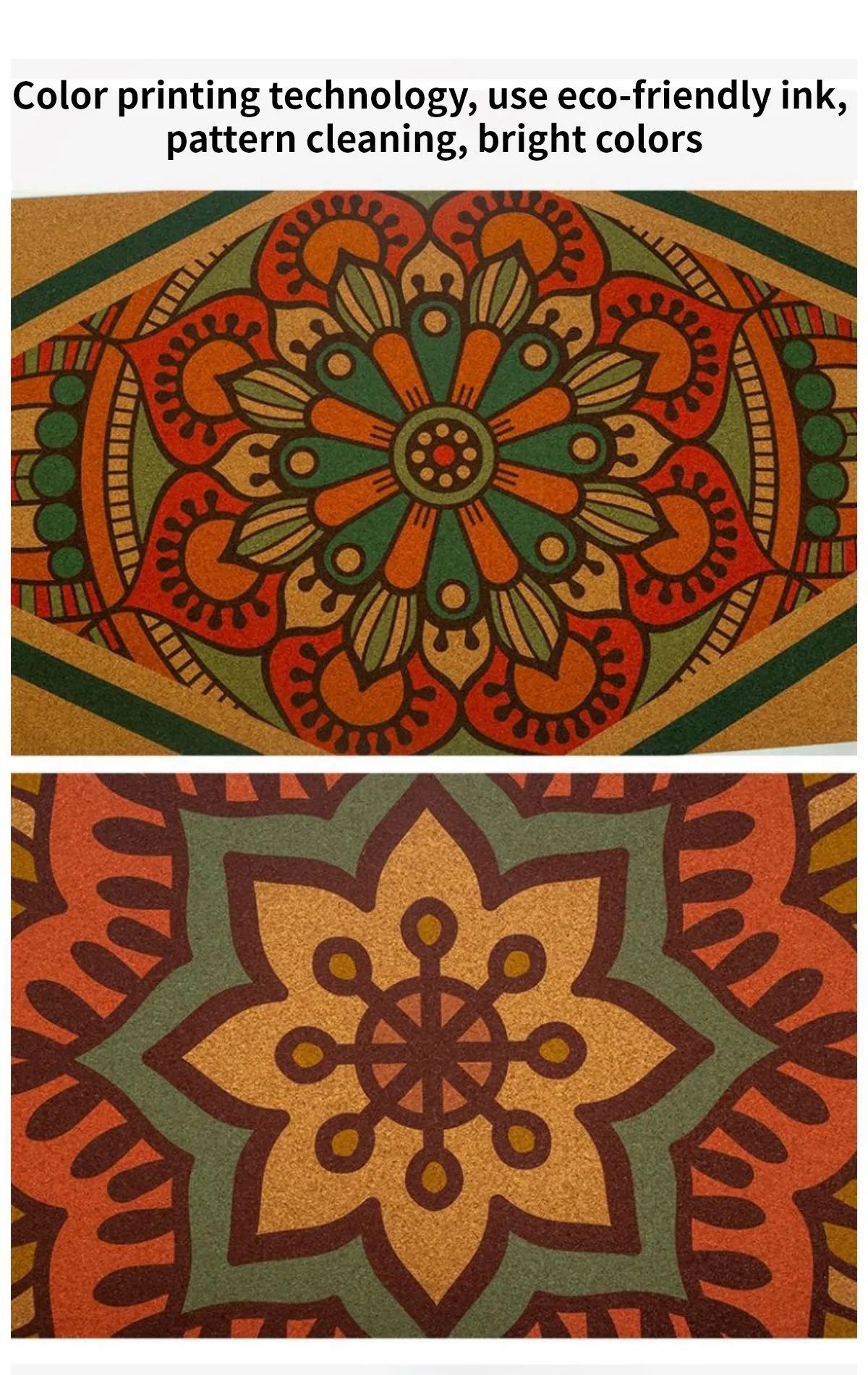 Botanisch bedrukte natuurlijke kurkrubber yoga mat