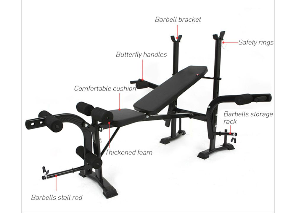 Rugliggende bordgewicht Bench Barbell Rack Bench Press Rack Rugliggende bordgewicht Bench Barbell Rack Bench Press Rack