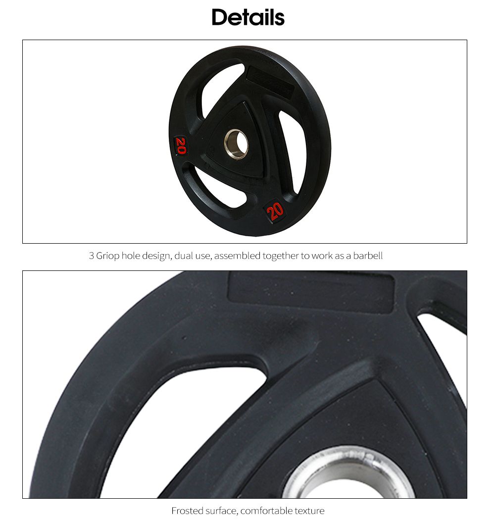 Afgeronde barbell gewichtsplaat met 3 greepgaten