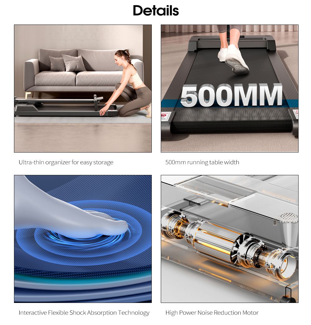 Smart Home Ultra-Quiet Fitness Flat Treadmill