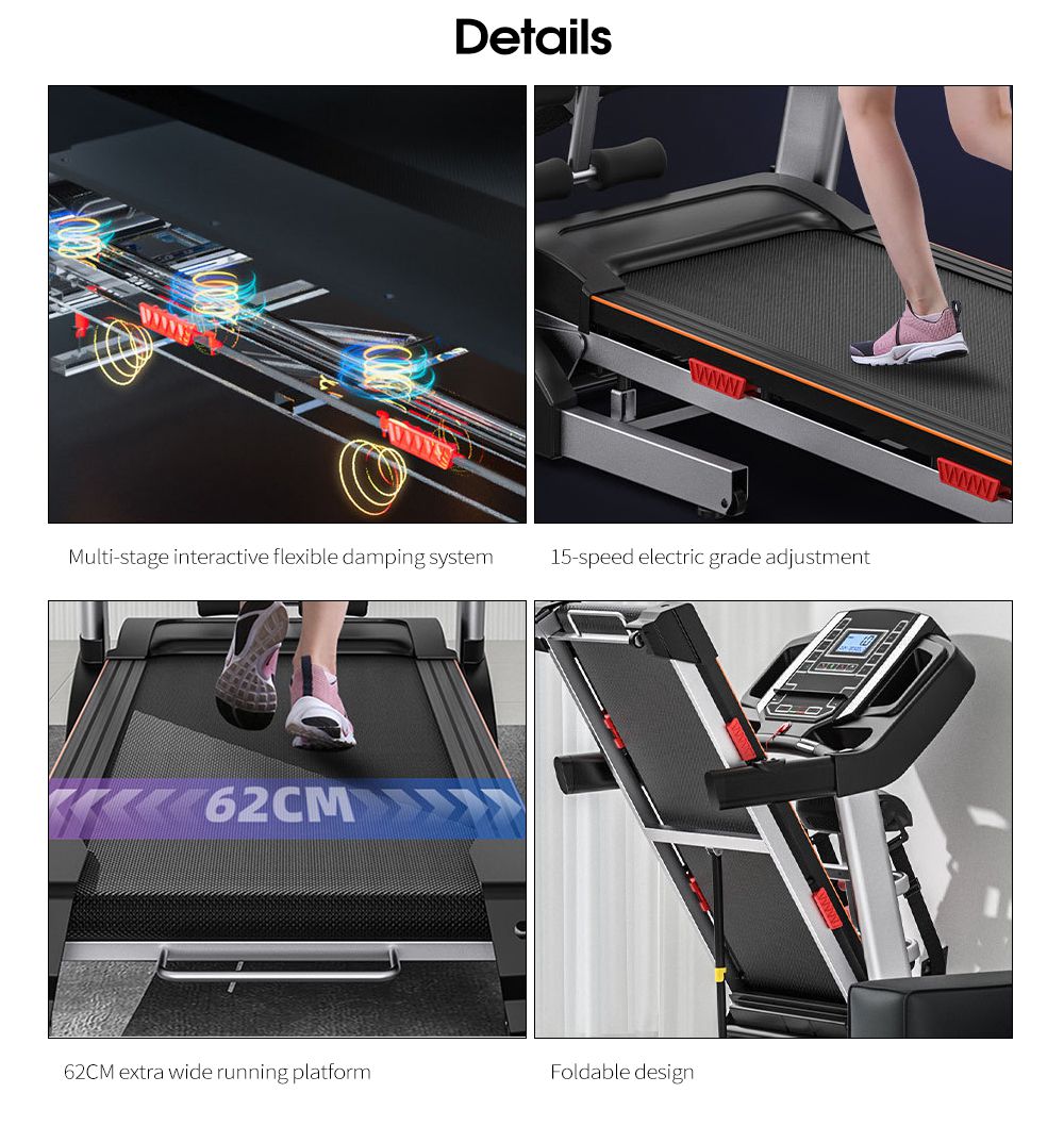 Mechanische opvouwbare thuisloopmachines Commerciële bodybuilding loopband voor sportschool