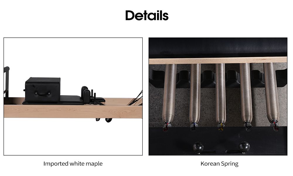 Body Training Core Bed Maple Wood Pilates Reformer Machine met binnenste voetsteunen Body Training Core Bed Maple Wood Pilates Reformer Machine met binnenste voetsteunen