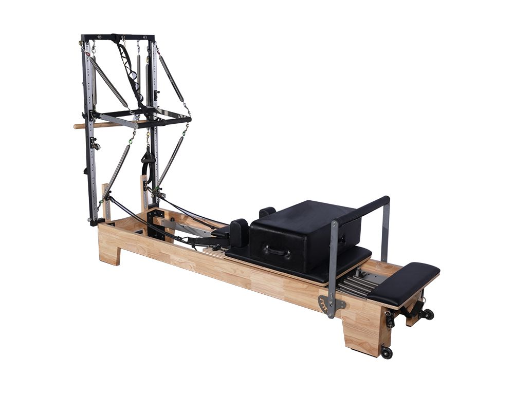 Thuisgebruik lichaam oefening glijdende kern bed eiken houten pilates hervormer half trapeze met toren