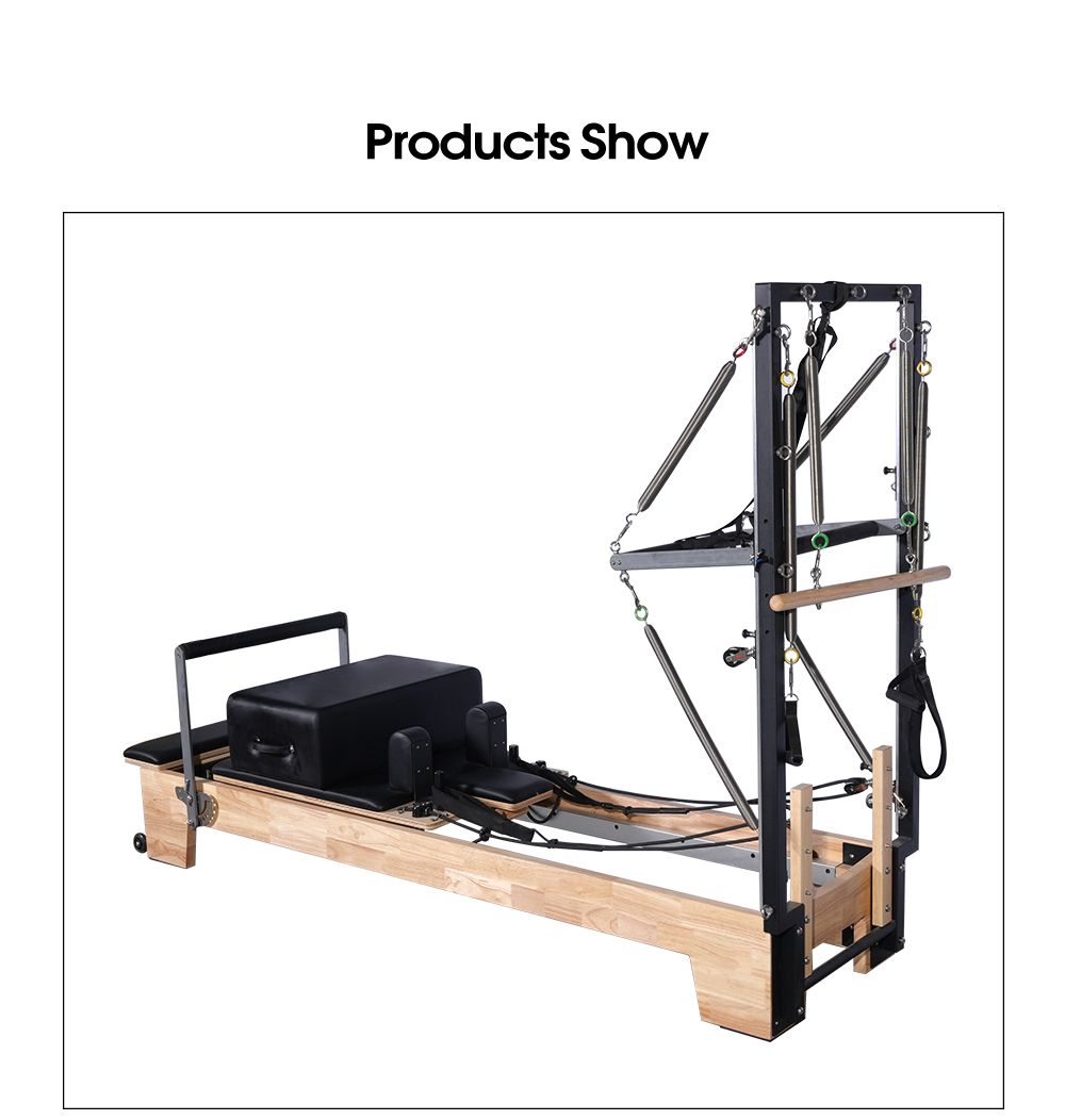 Thuisgebruik lichaam oefening glijdende kern bed eiken houten pilates hervormer half trapeze met toren