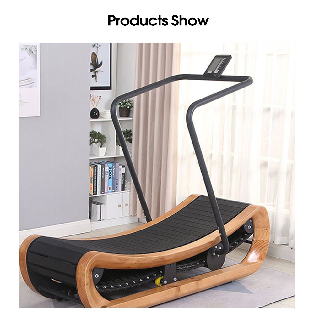 Niet -elektrische houten stromende houtcurve mechanische loopband Niet -elektrische houten stromende houtcurve mechanische loopband