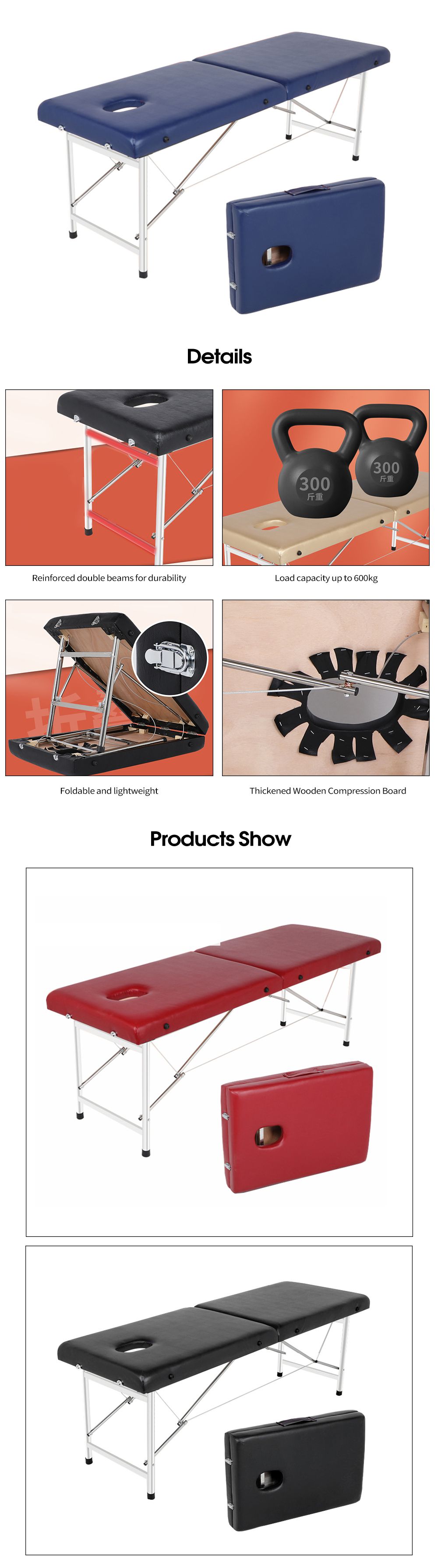 Draagbare vouwmassagetabel