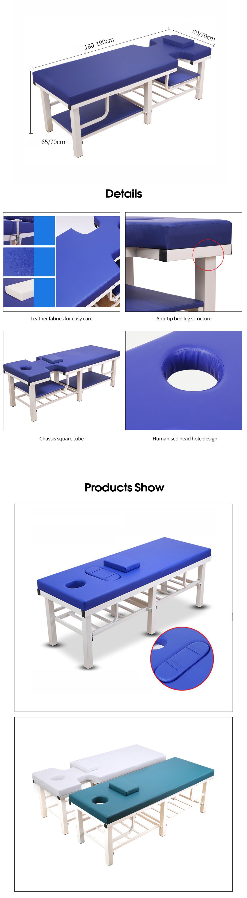 Stationaire massagetafel met ademhalingsgat