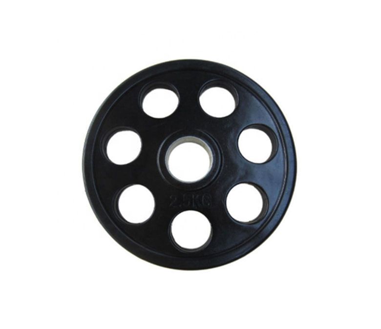 Zwart zeven holes rubber gecoate barbell gewichtsplaat