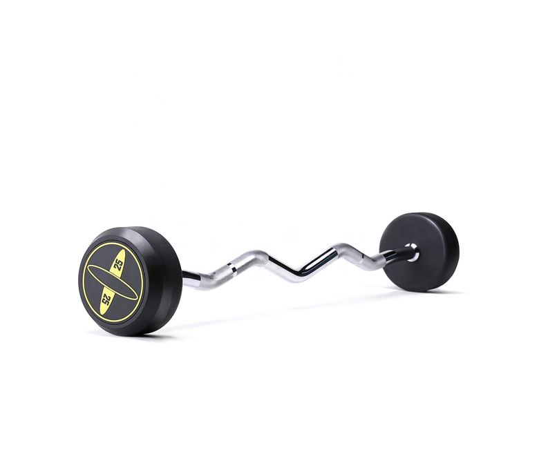 Vast stalen krul rubberen barbell