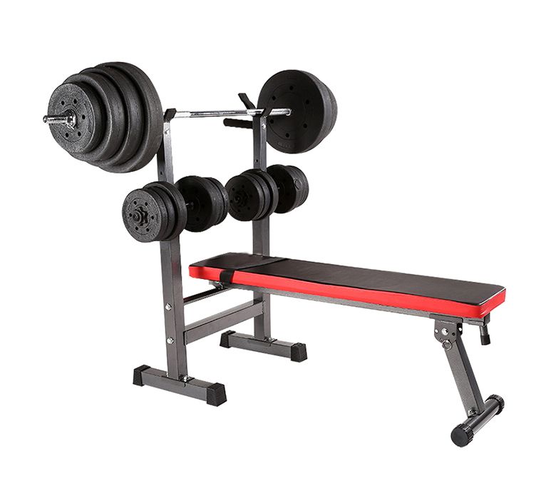 Multifunctionele opvouwbare trainingsbankset met halter barbellrek