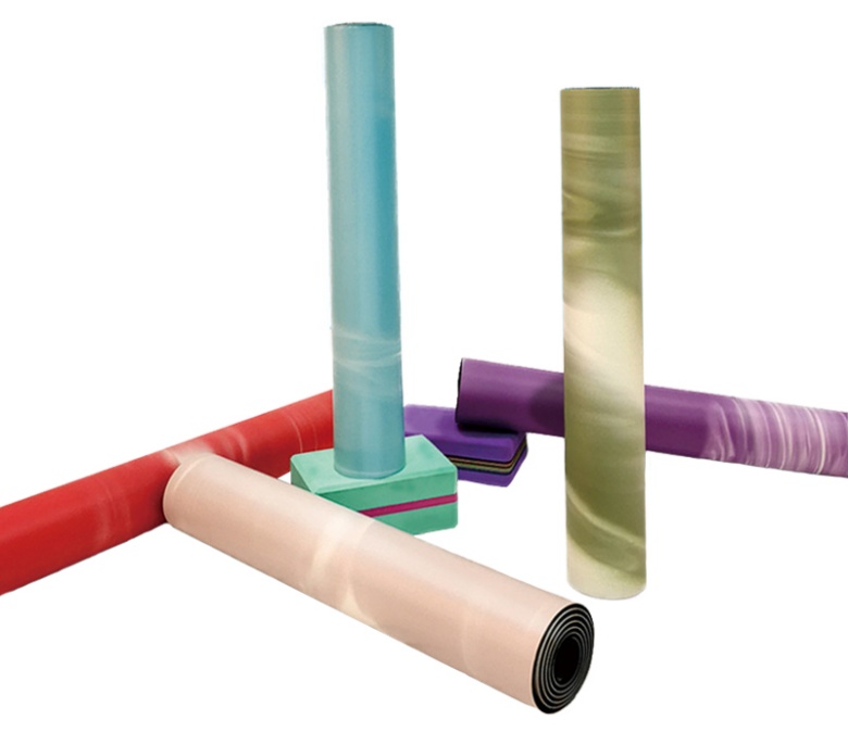 Contrasterende kleur pu natuurlijke rubberen yogamat