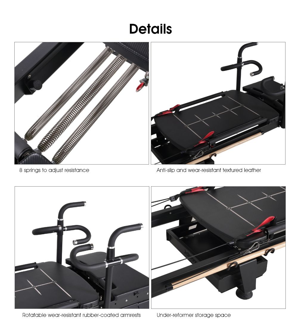 Pilates Reformer Machine met roterende handgrepen